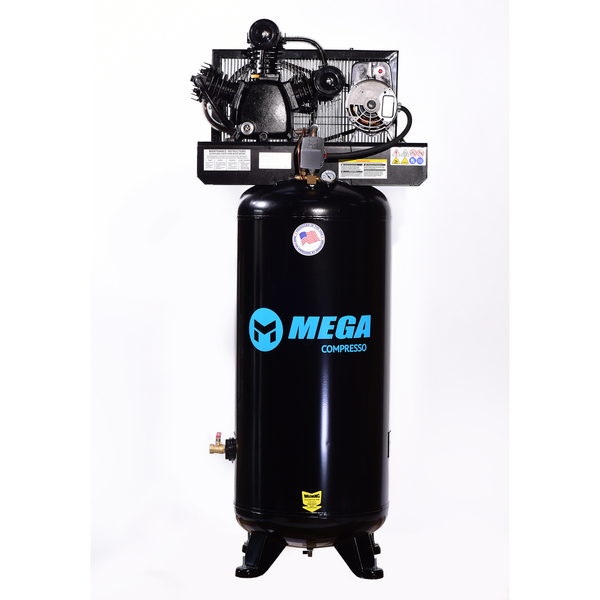 Mega Compressor Mega Power Air Compressor, 60Gal, 2 Stage, 208-230V 1PH, 14.5CFM @ 175PSI MP-5060V2N